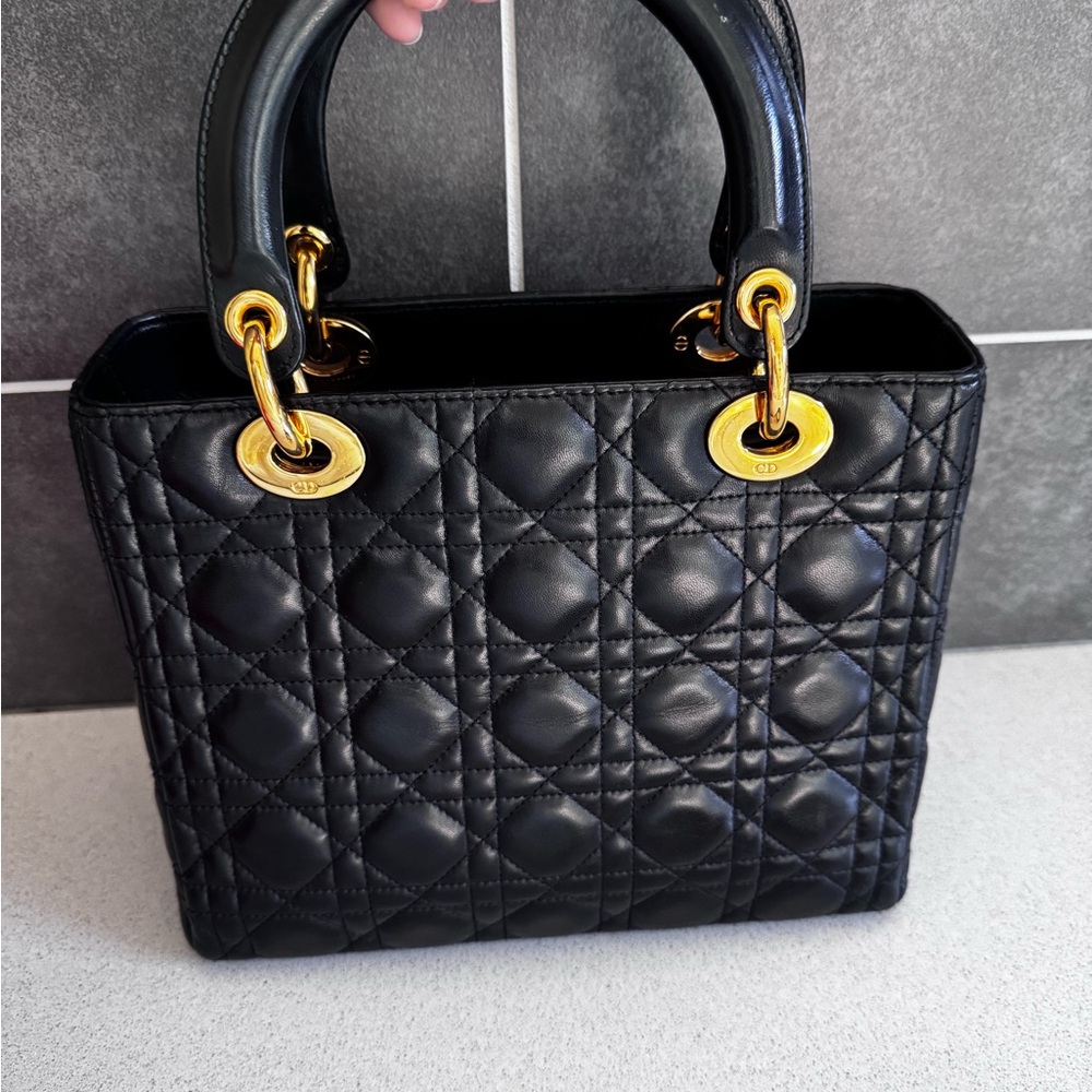 Christian Dior Small Black Leather Lady Cannage Quilted Bag - Picture 4 of 11